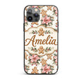 Cute Gingerbread Cookies with Poinsettia Flowers Custom Name Protective Phone Case Mobile Cover Durable Everyday Smartphone Shock Resistant