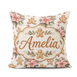 Custom Name Gingerbread Cookies with Poinsettia Flowers Seamless Square Filled Cushion Throw Pillow Sofa Bed Home Decor Zip Washable UK Made