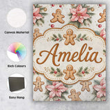Personalised Name Cute Gingerbread Cookies Custom  Unique Gift Idea Elegant Feature Canvas Wall Art Print Decor Picture Ready to Hang