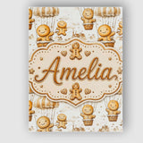 Personalised Name Cute Gingerbread Characters Custom Unique Gift Idea Modern Room Accent Canvas Wall Art Print Decor Picture Ready to Hang