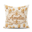 Custom Name Cute Characters in Hot Air Balloons Seamless Pattern Square Filled Cushion Throw Pillow Sofa Bed Home Decor Zip Washable UK Made