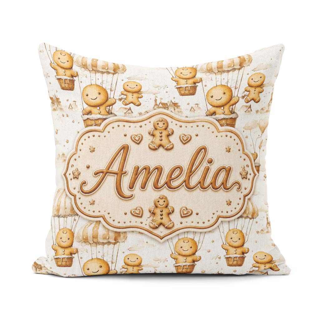 Custom Name Cute Characters in Hot Air Balloons Seamless Pattern Square Filled Cushion Throw Pillow Sofa Bed Home Decor Zip Washable UK Made