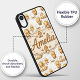 Cute Gingerbread Characters in Hot Air Balloons Custom Name Protective Phone Case Mobile Cover Durable Everyday Smartphone Shock Resistant