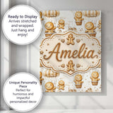 Personalised Name Cute Gingerbread Characters Custom Unique Gift Idea Modern Room Accent Canvas Wall Art Print Decor Picture Ready to Hang