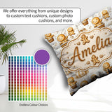 Custom Name Cute Characters in Hot Air Balloons Seamless Pattern Square Filled Cushion Throw Pillow Sofa Bed Home Decor Zip Washable UK Made