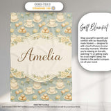 Vintage Tea Set Cupcake Dessert Seamless Pattern Cute Unique Gift  Personalised Custom Name Super Soft Fleece Blanket Bed Sofa Throw