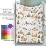 Cute Winter Village Gingerbread Houses Seamless Pattern Name Unique  Personalised Custom Name Super Soft Fleece Blanket Bed Sofa Throw