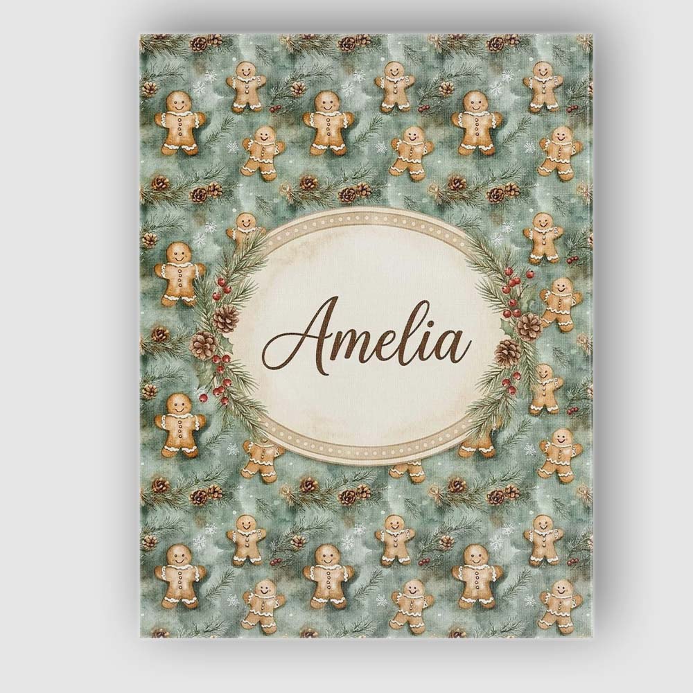 Personalised Name Cute Gingerbread Cookies Custom  Unique Gift Idea Elegant Feature Canvas Wall Art Print Decor Picture Ready to Hang