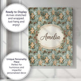 Personalised Name Cute Gingerbread Cookies Custom  Unique Gift Idea Elegant Feature Canvas Wall Art Print Decor Picture Ready to Hang