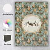 Personalised Name Cute Gingerbread Cookies Custom  Unique Gift Idea Elegant Feature Canvas Wall Art Print Decor Picture Ready to Hang