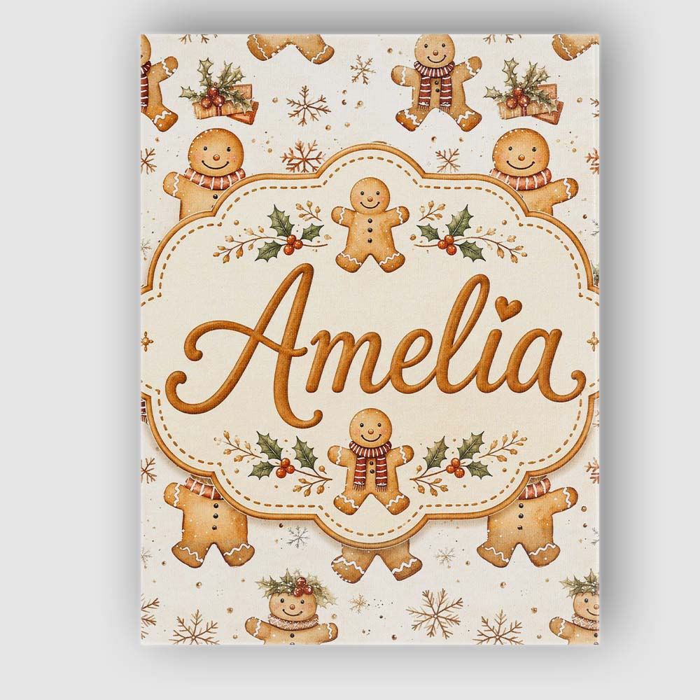 Personalised Name Cute Gingerbread Cookies Custom  Unique Gift Idea Elegant Feature Canvas Wall Art Print Decor Picture Ready to Hang