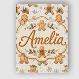 Personalised Name Cute Gingerbread Cookies Custom  Unique Gift Idea Elegant Feature Canvas Wall Art Print Decor Picture Ready to Hang