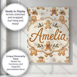 Personalised Name Cute Gingerbread Cookies Custom  Unique Gift Idea Elegant Feature Canvas Wall Art Print Decor Picture Ready to Hang