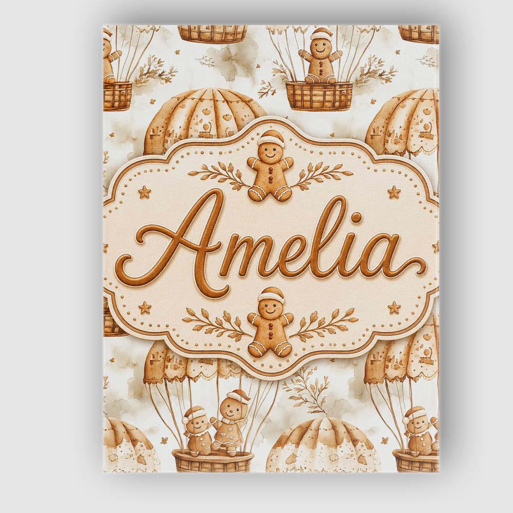Personalised Name Cute Gingerbread Friends Custom  Unique Gift Idea Elegant Feature Canvas Wall Art Print Decor Picture Ready to Hang