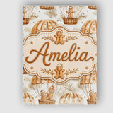 Personalised Name Cute Gingerbread Friends Custom  Unique Gift Idea Elegant Feature Canvas Wall Art Print Decor Picture Ready to Hang