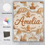 Personalised Name Cute Gingerbread Friends Custom  Unique Gift Idea Elegant Feature Canvas Wall Art Print Decor Picture Ready to Hang