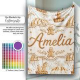 Cute Gingerbread Friends in Hot Air Balloons Vintage Style Seamless  Personalised Custom Name Super Soft Fleece Blanket Bed Sofa Throw