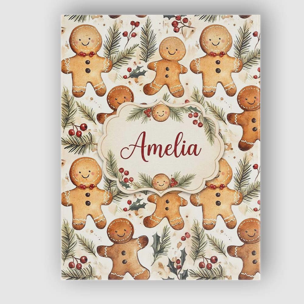 Personalised Name Cute Gingerbread Cookies Custom  Unique Gift Idea Elegant Feature Canvas Wall Art Print Decor Picture Ready to Hang