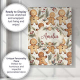 Personalised Name Cute Gingerbread Cookies Custom  Unique Gift Idea Elegant Feature Canvas Wall Art Print Decor Picture Ready to Hang
