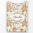 Cute Gingerbread Cookies with Candy Canes and Gifts Seamless  Personalised Custom Name Super Soft Fleece Blanket Bed Sofa Throw