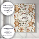 Personalised Name Cute Gingerbread Cookies Custom  Unique Gift Idea Elegant Feature Canvas Wall Art Print Decor Picture Ready to Hang