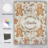 Personalised Name Cute Gingerbread Cookies Custom  Unique Gift Idea Elegant Feature Canvas Wall Art Print Decor Picture Ready to Hang