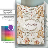 Cute Gingerbread Cookies with Candy Canes and Gifts Seamless  Personalised Custom Name Super Soft Fleece Blanket Bed Sofa Throw