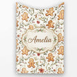 Cute Gingerbread Cookies with Floral Vines and Berries Seamless  Personalised Custom Name Super Soft Fleece Blanket Bed Sofa Throw