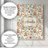 Personalised Name Cute Gingerbread Cookies Custom  Unique Gift Idea Elegant Feature Canvas Wall Art Print Decor Picture Ready to Hang