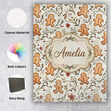 Personalised Name Cute Gingerbread Cookies Custom  Unique Gift Idea Elegant Feature Canvas Wall Art Print Decor Picture Ready to Hang