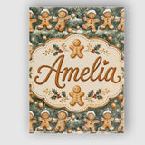 Personalised Name Cute Gingerbread Cookies Custom  Unique Gift Idea Elegant Feature Canvas Wall Art Print Decor Picture Ready to Hang