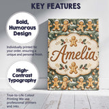Personalised Name Cute Gingerbread Cookies Custom  Unique Gift Idea Elegant Feature Canvas Wall Art Print Decor Picture Ready to Hang