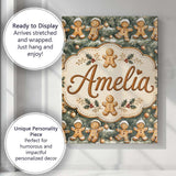 Personalised Name Cute Gingerbread Cookies Custom  Unique Gift Idea Elegant Feature Canvas Wall Art Print Decor Picture Ready to Hang