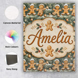 Personalised Name Cute Gingerbread Cookies Custom  Unique Gift Idea Elegant Feature Canvas Wall Art Print Decor Picture Ready to Hang
