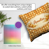 Custom Name Golden Biscuit Cookie Repeat Seamless Pattern Decor Square Filled Cushion Throw Pillow Sofa Bed Home Decor Zip Washable UK Made