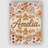 Personalised Name Cute Gingerbread Cookies Custom  Unique Gift Idea Elegant Feature Canvas Wall Art Print Decor Picture Ready to Hang