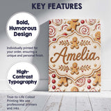 Personalised Name Cute Gingerbread Cookies Custom  Unique Gift Idea Elegant Feature Canvas Wall Art Print Decor Picture Ready to Hang