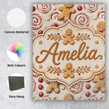 Personalised Name Cute Gingerbread Cookies Custom  Unique Gift Idea Elegant Feature Canvas Wall Art Print Decor Picture Ready to Hang
