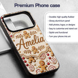 Cute Gingerbread Cookies with Swirl Candies and Custom Name Protective Phone Case Mobile Cover Durable Everyday Smartphone Shock Resistant