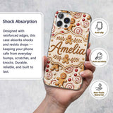Cute Gingerbread Cookies with Swirl Candies and Custom Name Protective Phone Case Mobile Cover Durable Everyday Smartphone Shock Resistant