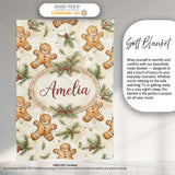 Cute Gingerbread Cookies with Pine Sprigs and Snowflakes Seamless  Personalised Custom Name Super Soft Fleece Blanket Bed Sofa Throw