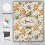 Personalised Name Cute Gingerbread Cookies Custom  Unique Gift Idea Elegant Feature Canvas Wall Art Print Decor Picture Ready to Hang