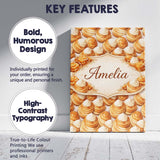 Personalised Name Cream Puff Pastry Dessert Seamless Pattern Perfect Custom  Home Canvas Wall Art Print Decor Picture Ready to Hang