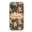 Cute Gingerbread Cookies with Pinecones and Fir Custom Name Protective Phone Case Mobile Cover Durable Everyday Smartphone Shock Resistant