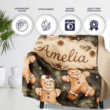 Cute Gingerbread Cookies with Pinecones and Fir Branches Seamless  Personalised Custom Name Super Soft Fleece Blanket Bed Sofa Throw