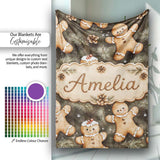 Cute Gingerbread Cookies with Pinecones and Fir Branches Seamless  Personalised Custom Name Super Soft Fleece Blanket Bed Sofa Throw