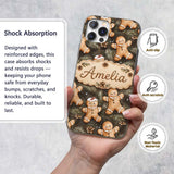 Cute Gingerbread Cookies with Pinecones and Fir Custom Name Protective Phone Case Mobile Cover Durable Everyday Smartphone Shock Resistant