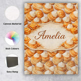 Personalised Name Cream Puff Pastry Dessert Seamless Pattern Perfect Custom  Home Canvas Wall Art Print Decor Picture Ready to Hang