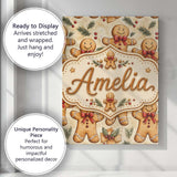 Personalised Name Cute Gingerbread Cookies Custom  Unique Gift Idea Elegant Feature Canvas Wall Art Print Decor Picture Ready to Hang