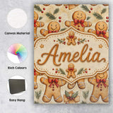 Personalised Name Cute Gingerbread Cookies Custom  Unique Gift Idea Elegant Feature Canvas Wall Art Print Decor Picture Ready to Hang